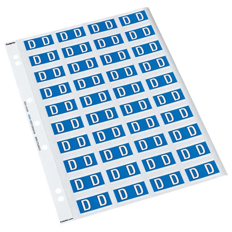 D - Codafile Labels 25mm - Pack of 5 Sheets