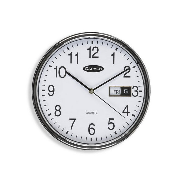Wall Clock with Date 285mm - Silver Rim