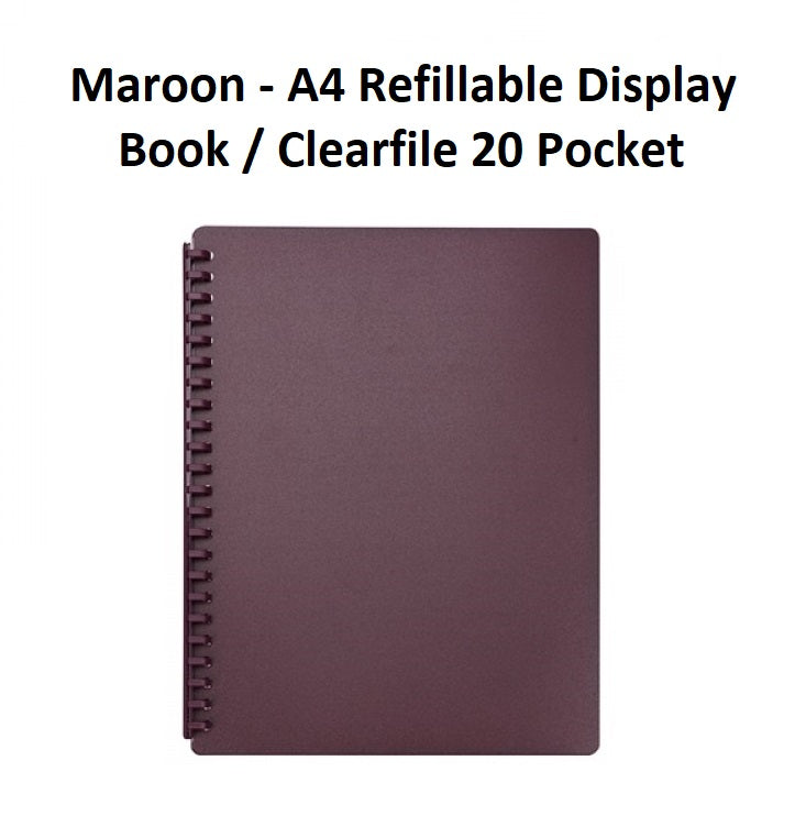 Maroon - A4 Refillable Clearfile 20 Pocket