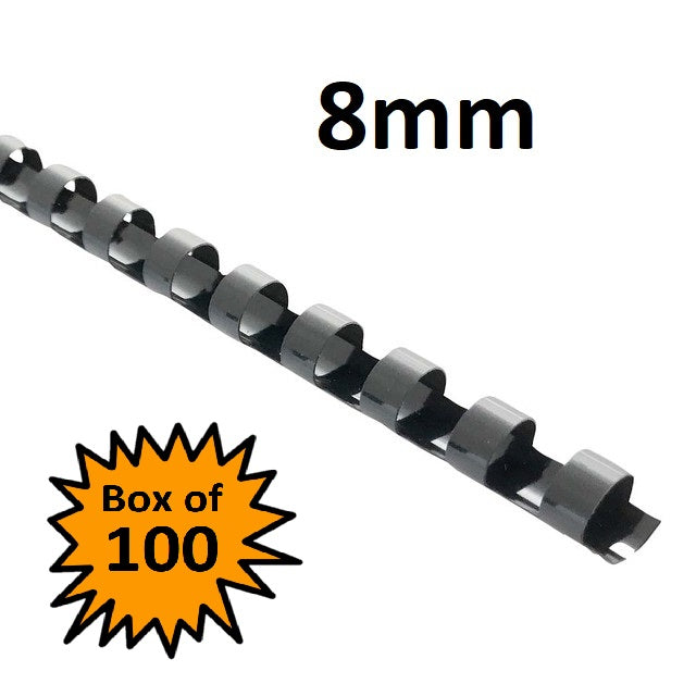 Black 8mm - Binding Coils (Box of 100)