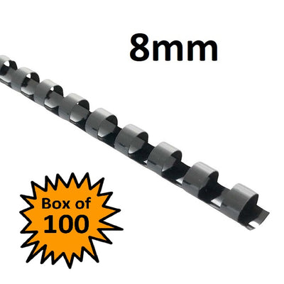 Black 8mm - Binding Coils (Box of 100)
