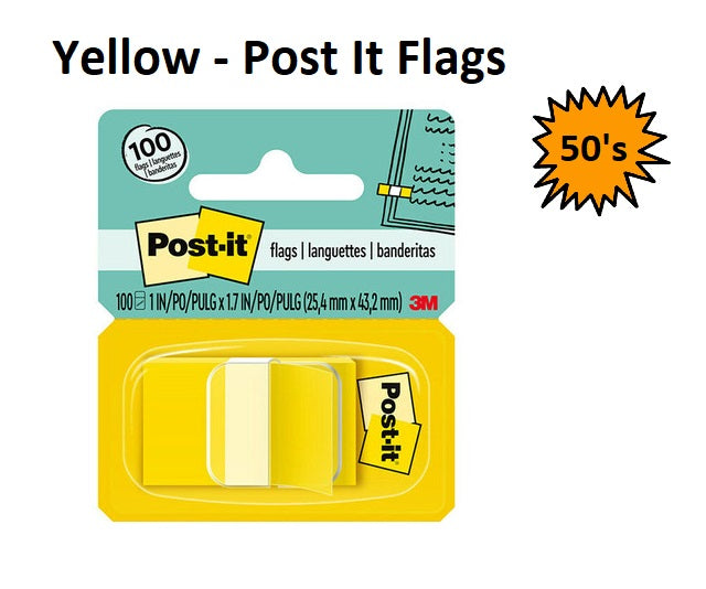 Yellow - Post It Flags 680 (Pack of 50 sheets)