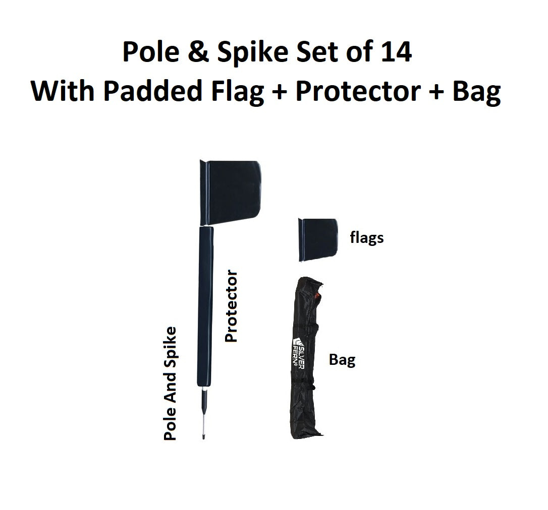 Rugby Pole & Spike with Padded Flag & Protector - Set of 14 with Bag