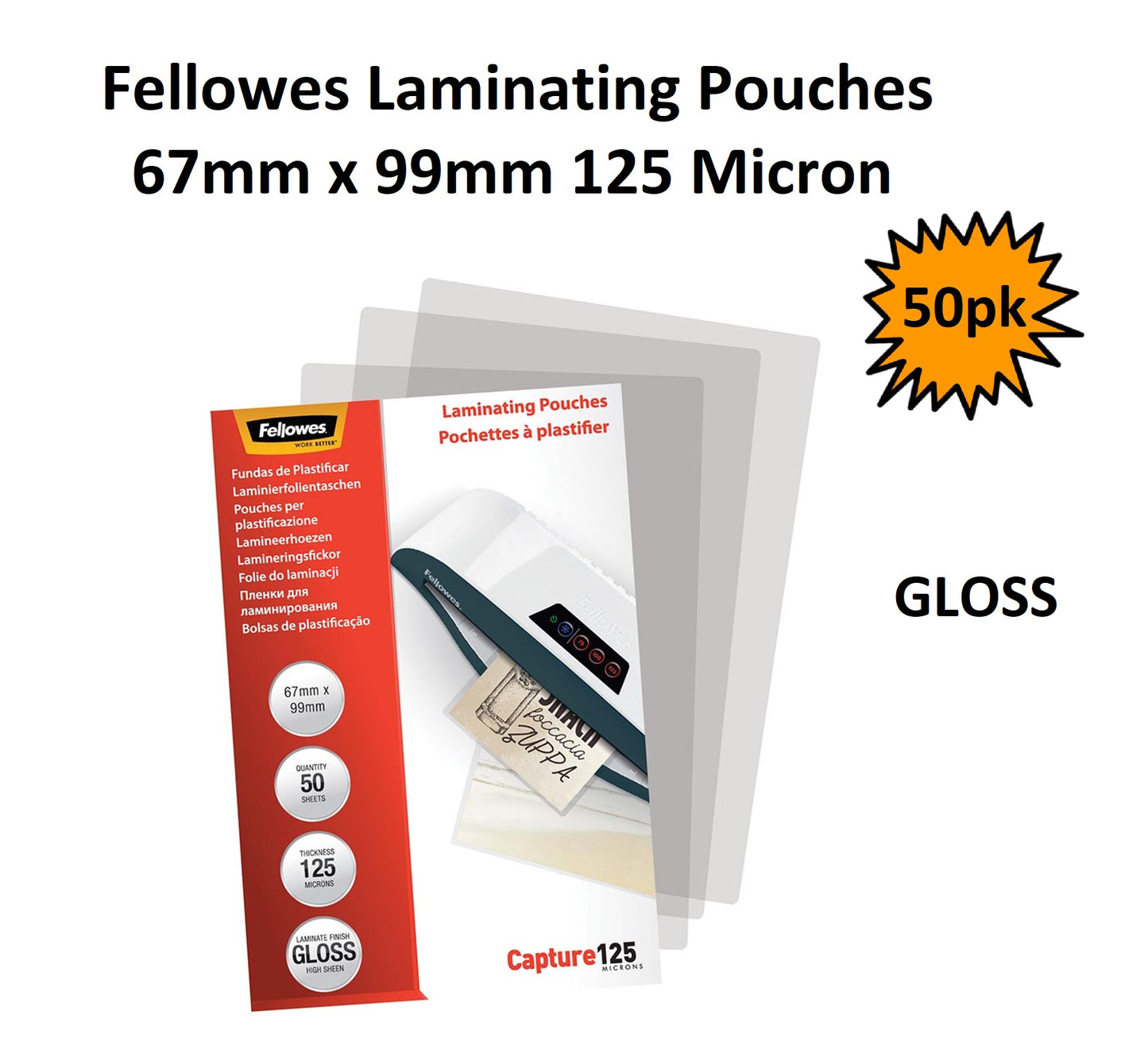 Card Laminating Pouches - 67 x 99mm, 125 Micron - Pack of 50