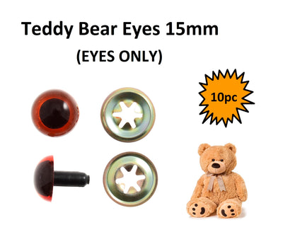 Teddy Bear Eyes 15mm Packet 10 Amber