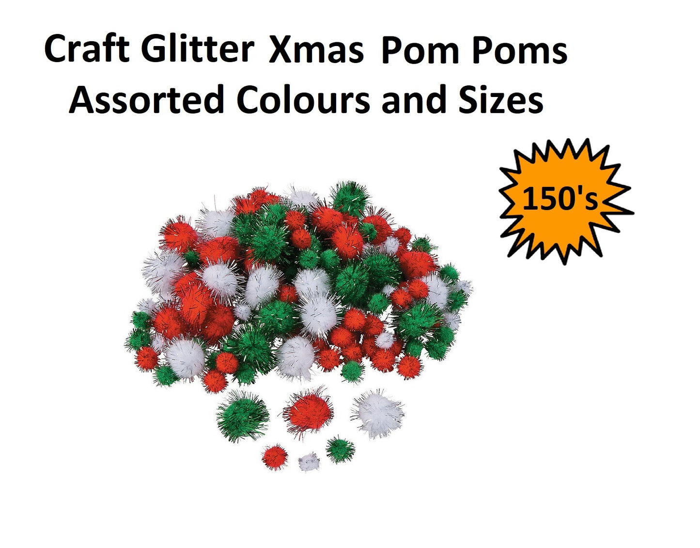 Pom Poms - Christmas - 150pcs