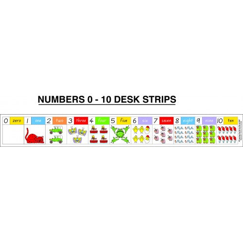 Numbers 0-10 Desk Strips - Pack of 30