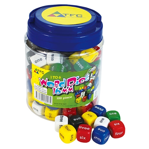 Dice - 1-6 Word - Jar 100