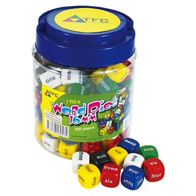 Dice - 1-6 Word - Jar 100