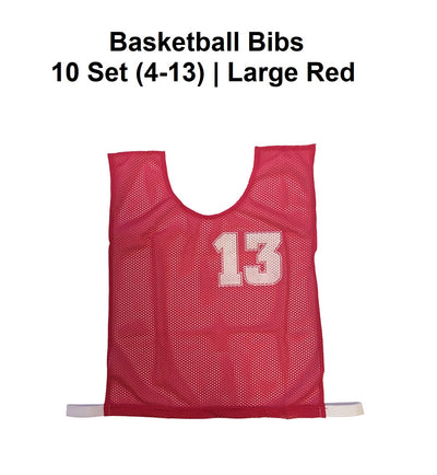 Basketball Bibs - 10 Set (4-13) | Large Red