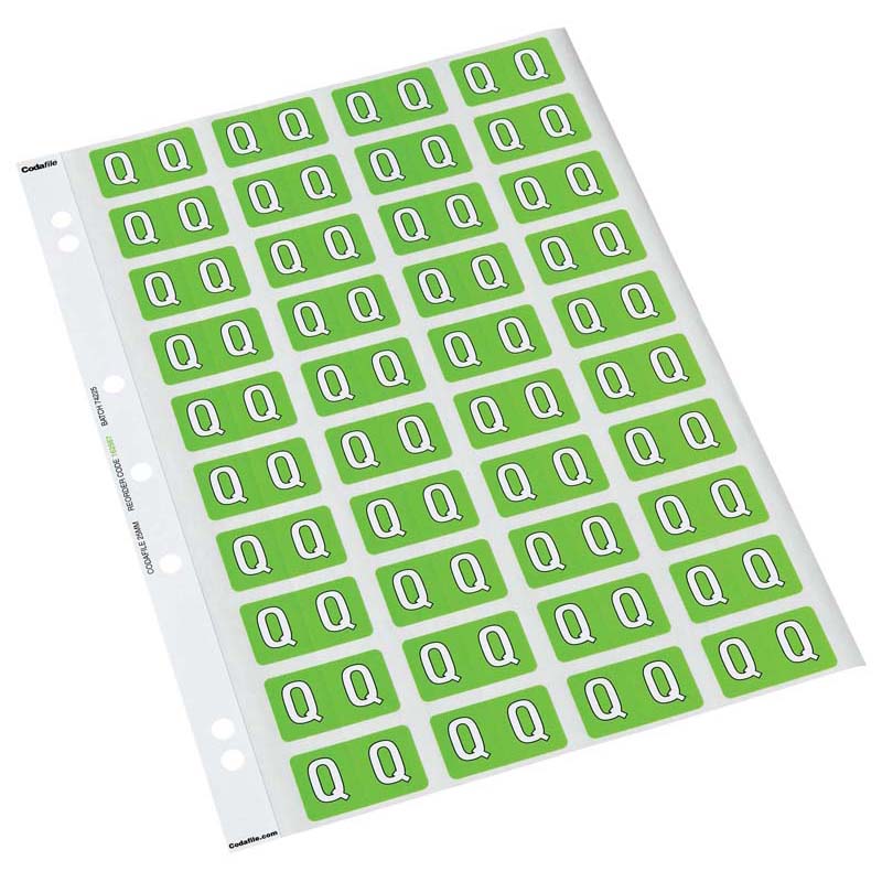 Q - Codafile Labels 25mm - Pack of 5 Sheets
