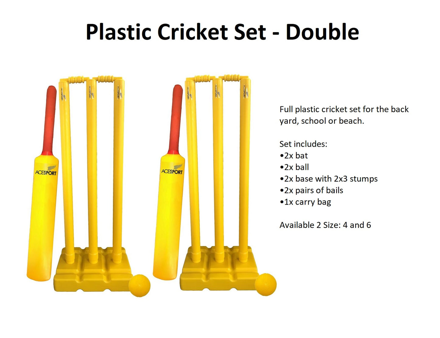 Plastic Cricket Set - Double | Size 4