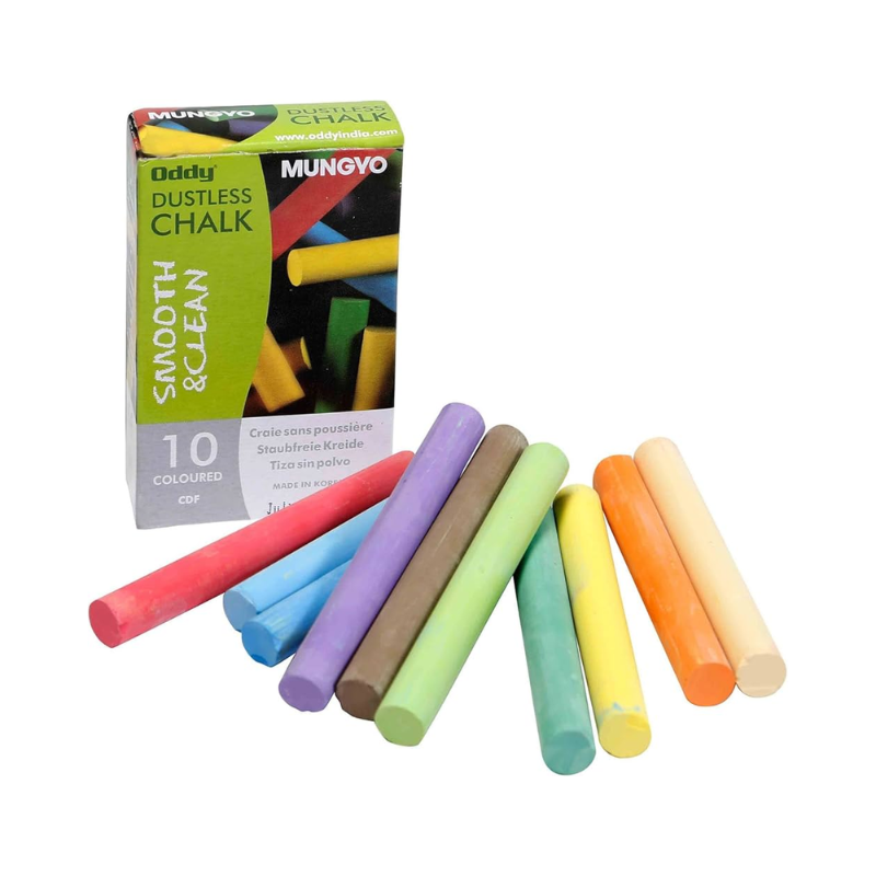 Mungyo Dustless Chalk - Coloured 10's