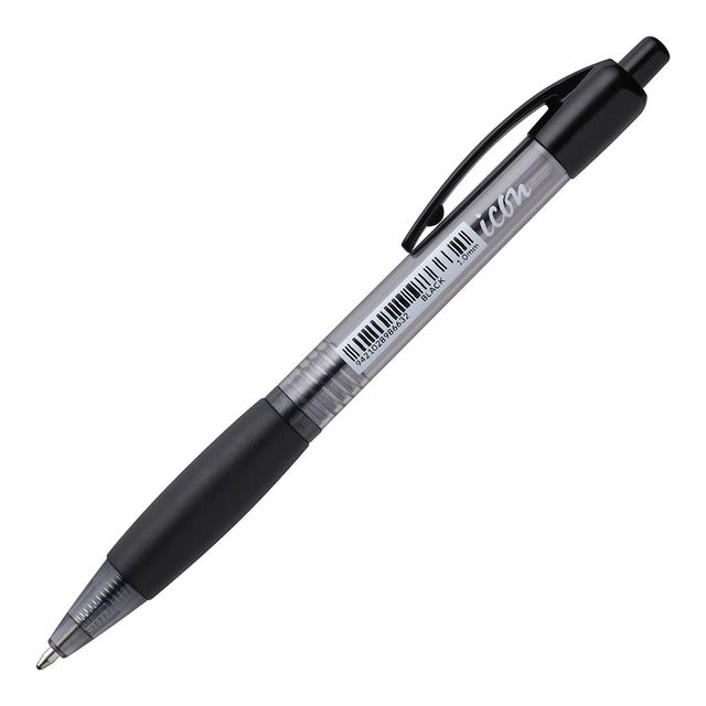 Black - Icon Retractable Ball Pen with Grip
