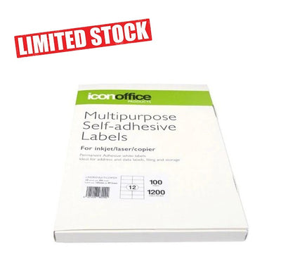 Icon Brand General Copier Labels - 12 Per Sheet 100 sheets