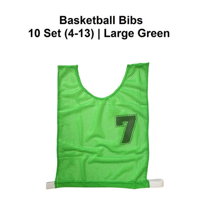 Basketball Bibs - 10 Set (4-13) | Large Green
