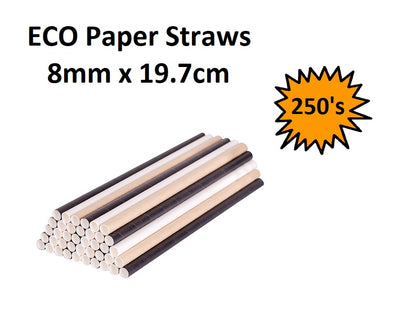 ECO Paper Straws 8mm x 19.7cm Basics 250s