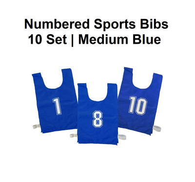 Numbered Sports Bibs - 10 Set | Medium Blue