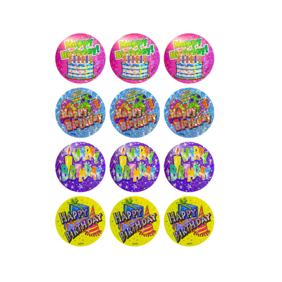Happy Birthday Holographic - Large Merit Stickers (Pack of 48)