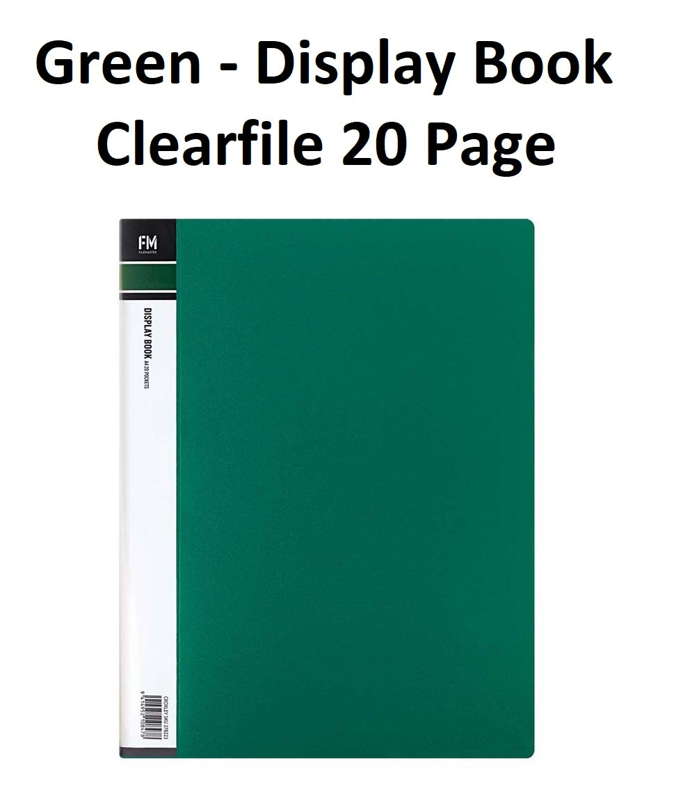 Green - A4 Clearfile 20 Page