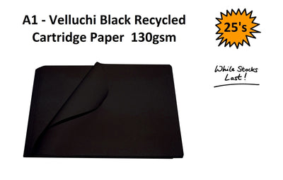 A1 - Velluchi Black Recycled Cartridge Paper 130gsm 25's