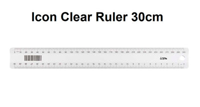 Plastic Rulers 30cm Clear (Icon)