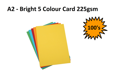 A2 - Bright 5 Colour Card 225gsm - 100's