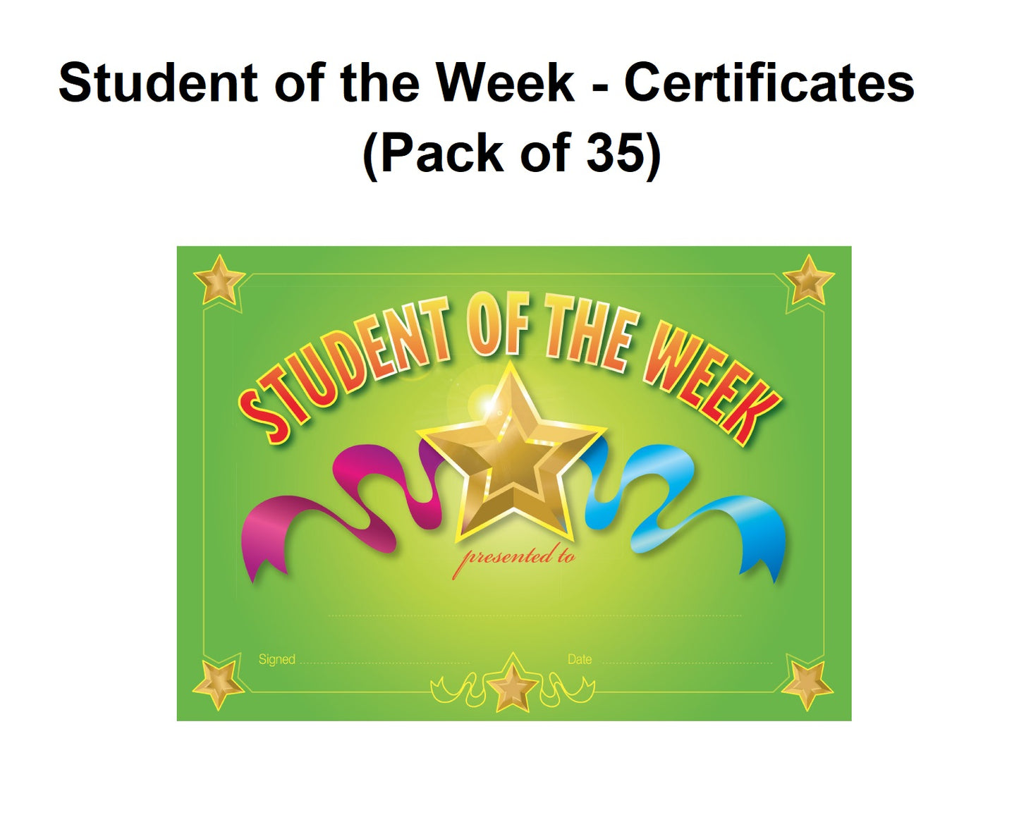 Student of the Week (Star) - Certificates (Pack of 35)