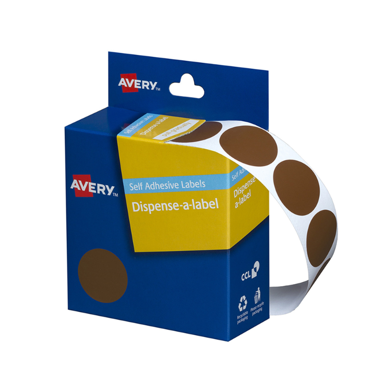 Brown 24mm - Coloured Dots Label Dispenser