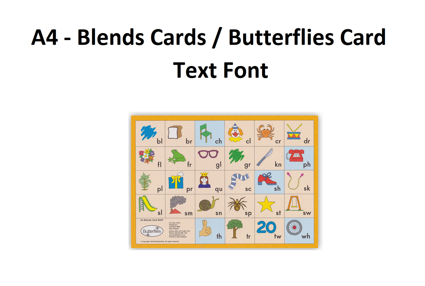 A4 - Blends Cards - Text Font - Butterflies Card