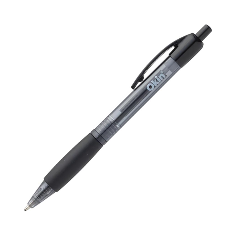 Black - Okin Retractable Ball Pen with Grip