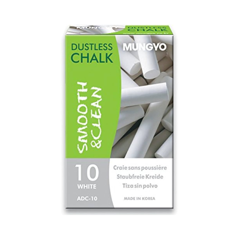 Mungyo Dustless Chalk - White 10's