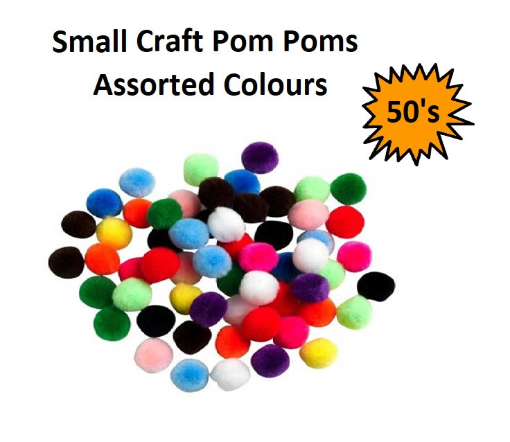 Pom Poms - Assorted Small - 50pcs