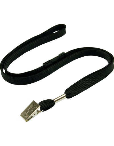 Flat Lanyards with Alligator Clip - Set of 10 Black