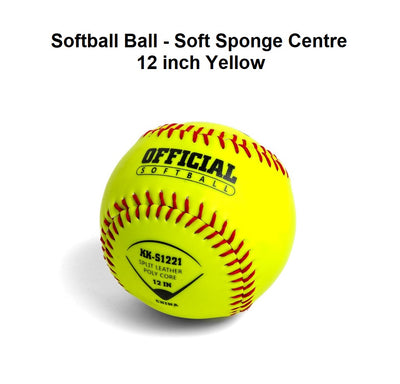 Softball Ball - Soft Sponge Centre | 12 inch Yellow