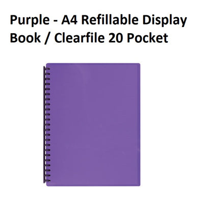 Purple - A4 Refillable Clearfile 20 Pocket