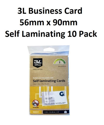 3L Self Laminating Business Card Pouches - Pack of 10 (56 x 90mm)