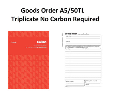 Goods Order A5/50TL Triplicate No Carbon Required