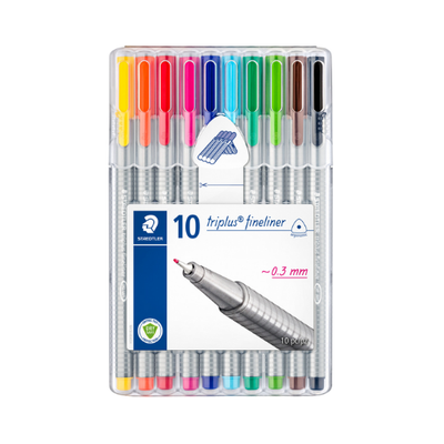 Set of 10 - Staedtler Triplus Fineliner Pens