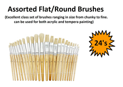 Set of 24 - Assorted Flat and Round Stubby Brushes