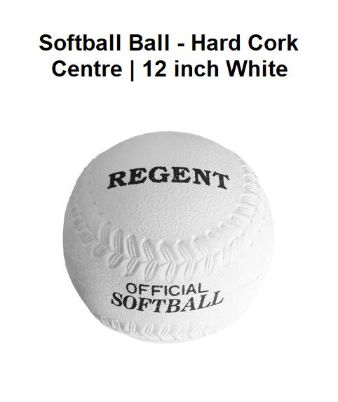 Softball Ball - Hard Cork Centre | 12 inch White