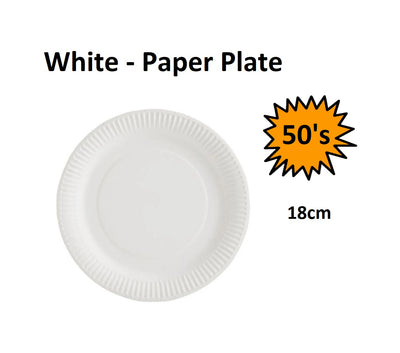 Paper Plate White 18cm 50’s