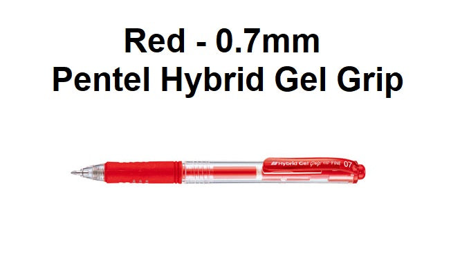 Red - Pentel Hyper G Gel Pen 0.7mm