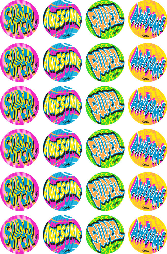 Super/Awesome - Fluoro Merit Stickers (Pack of 96)