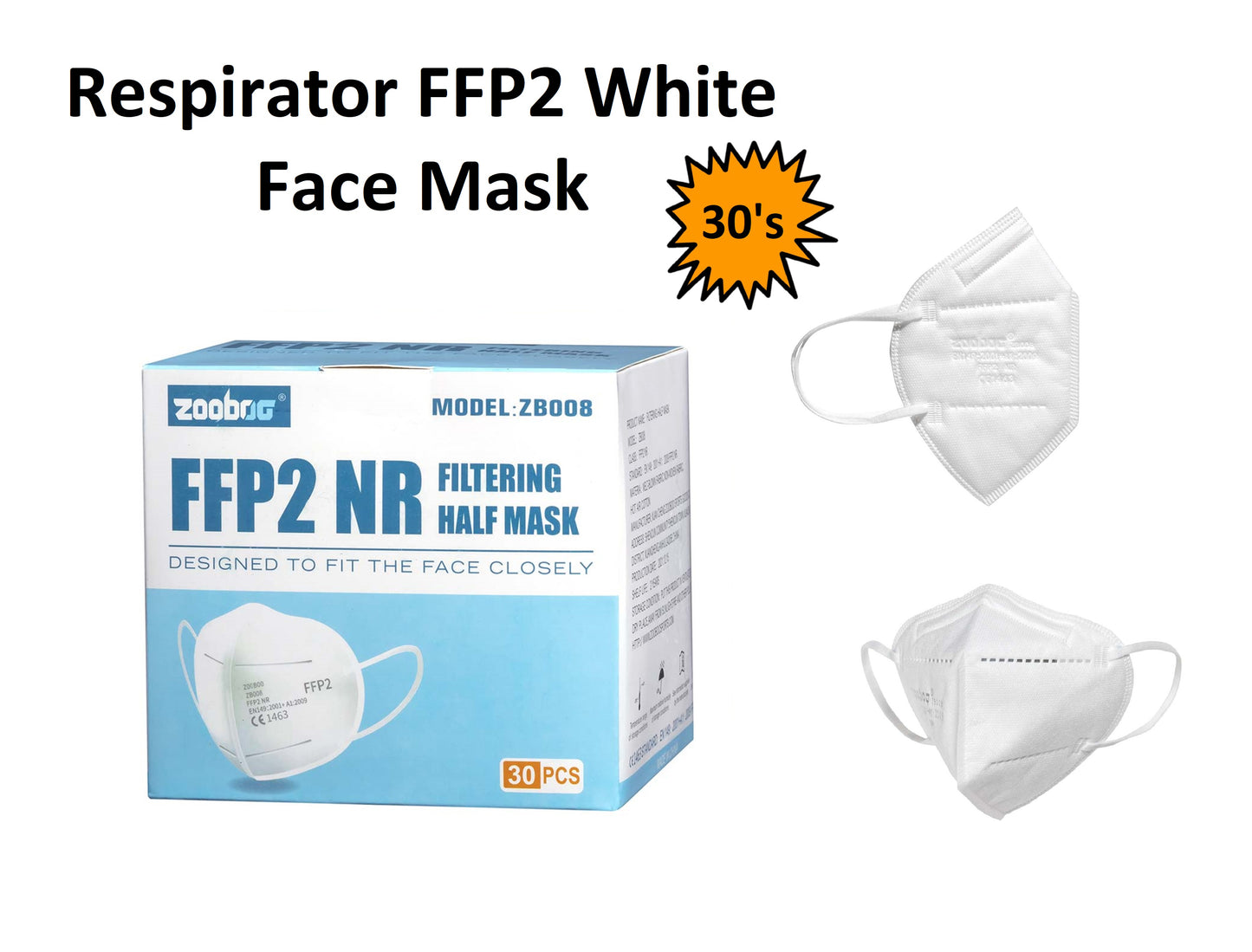 FFP2 Face Mask (similar to KN95) - Pack of 30