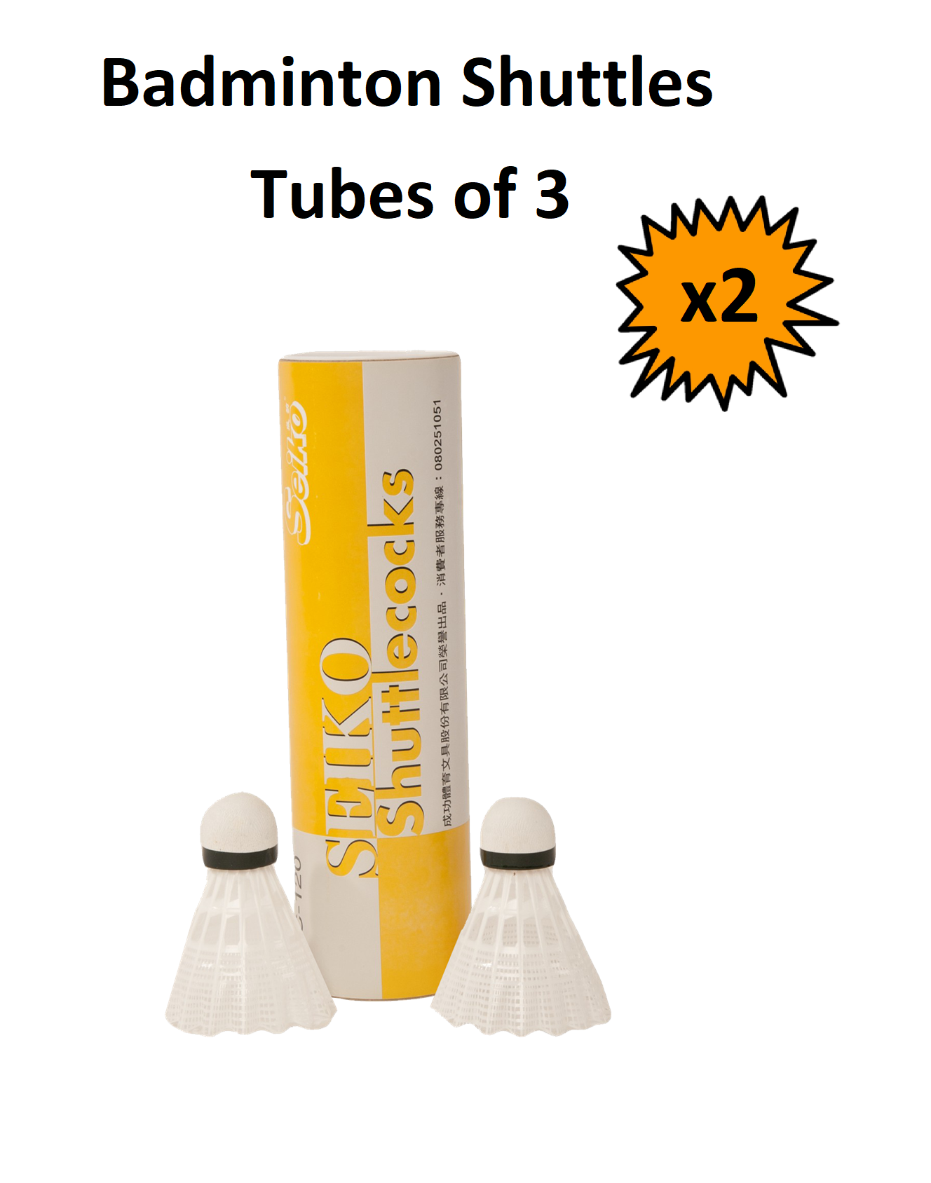 Badminton Shuttles | Tube of 6 - White Nylon