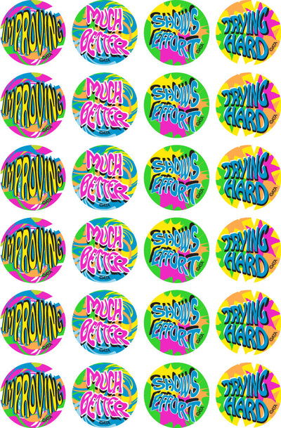 Encouragement - Fluoro Merit Stickers (Pack of 96)