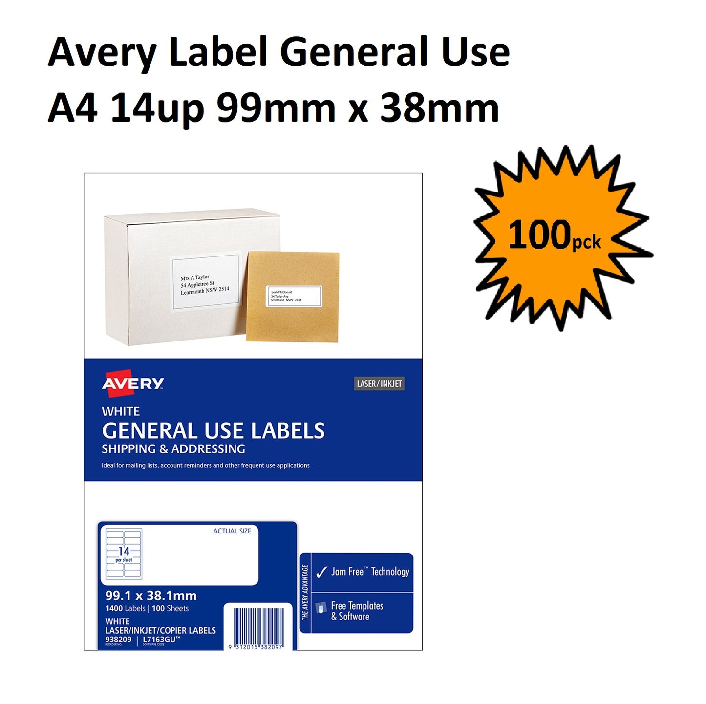 Avery Brand General Copier Labels - 14 Per Sheet 100 sheets