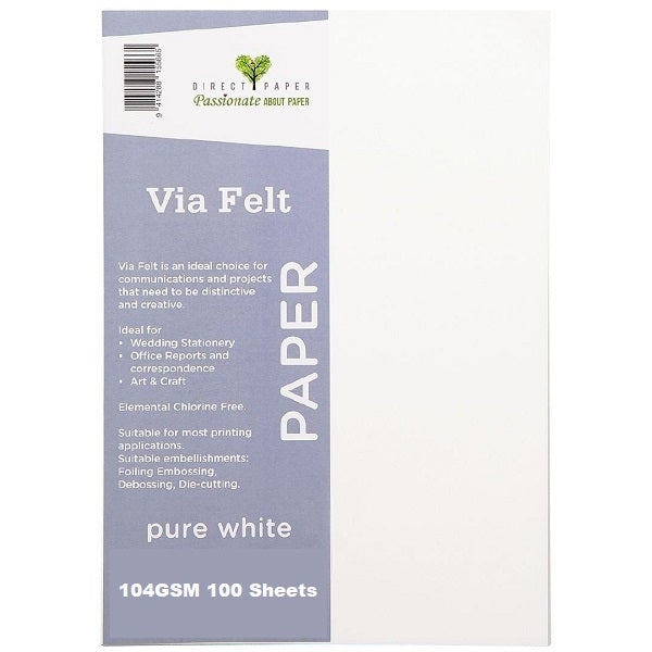 Pure White - A4 Via Felt 104gsm - 100's