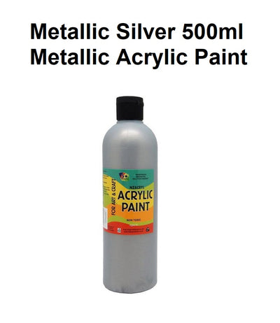 Metallic Silver 500mL - Metallic Acrylic Paint